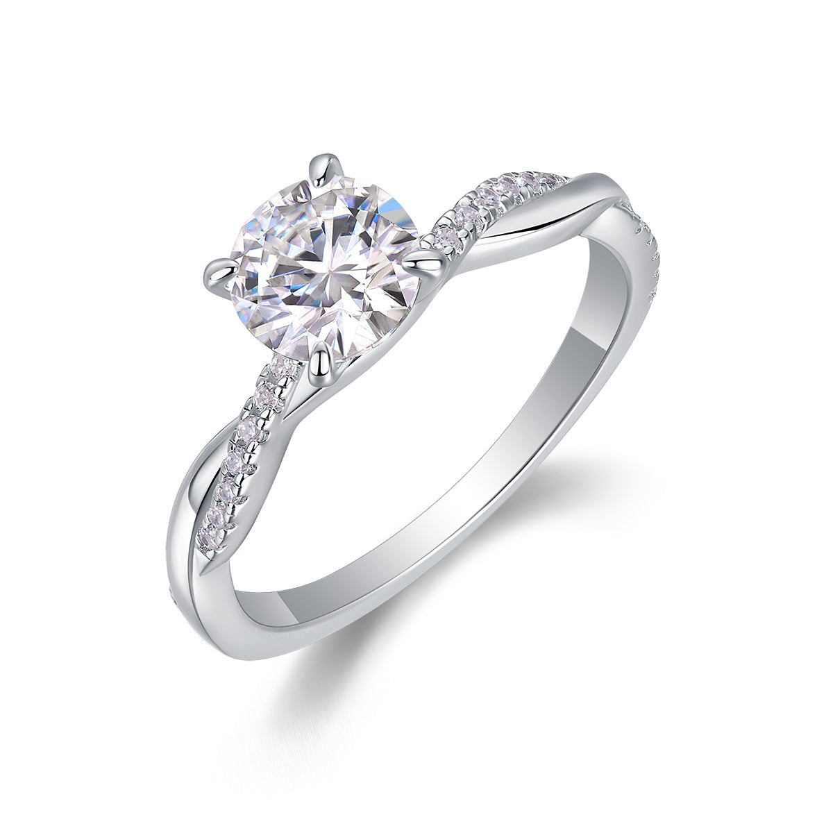 S925 Silver Six-Prong Cluster Moissanite Ring
