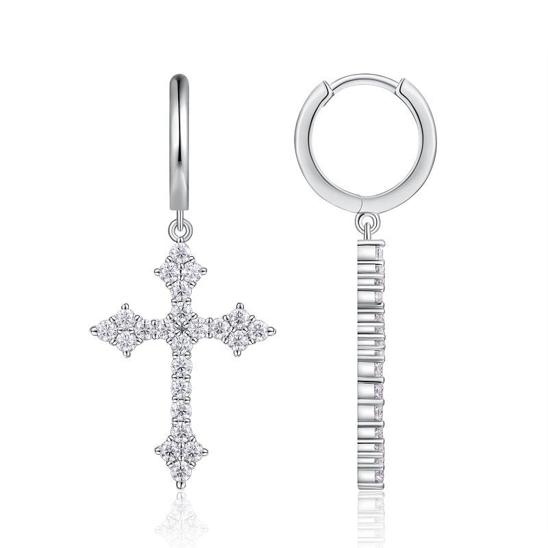 S925 Silver Moissanite Cross Earrings