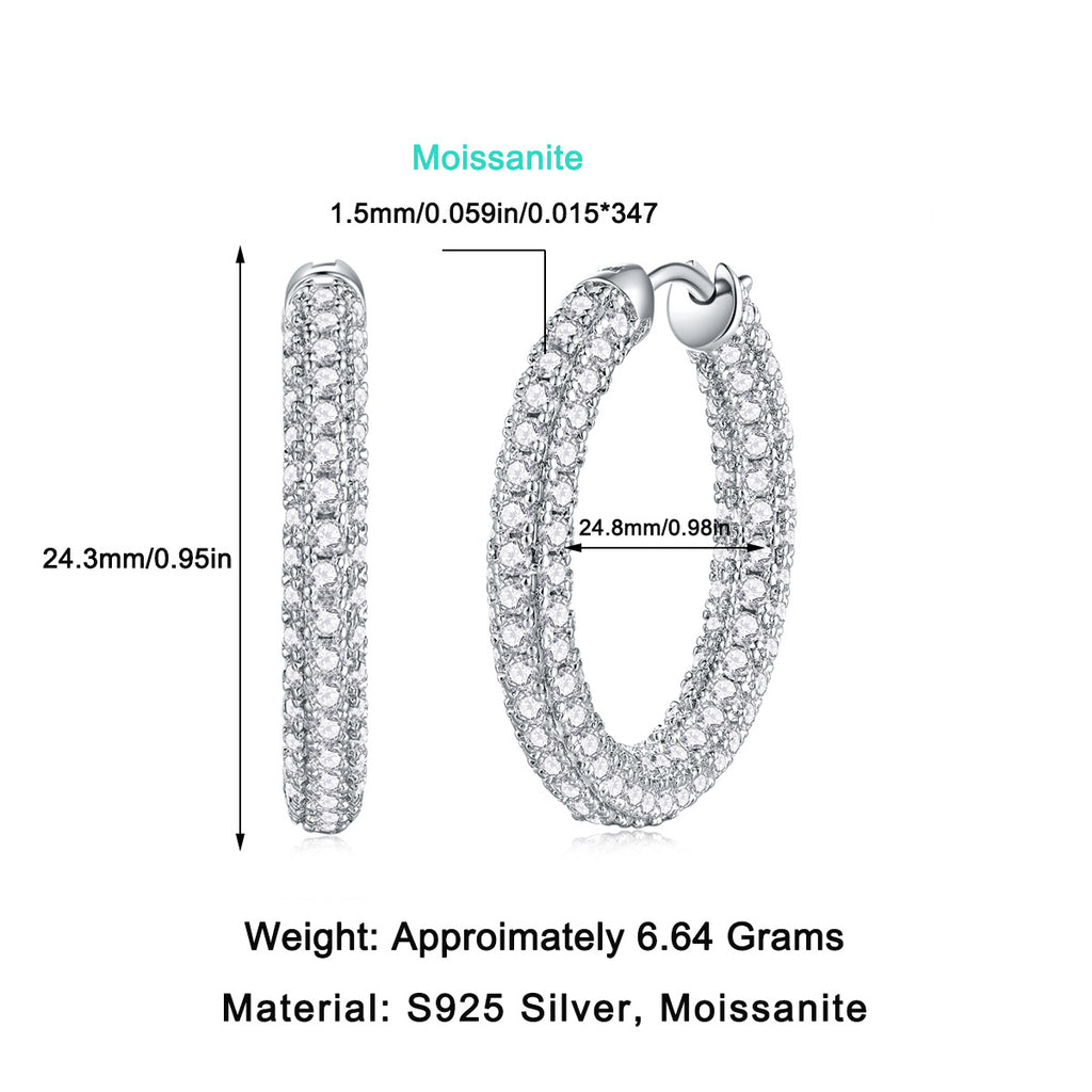 S925 Sterling Silver Moissanite Large Hoop Earrings