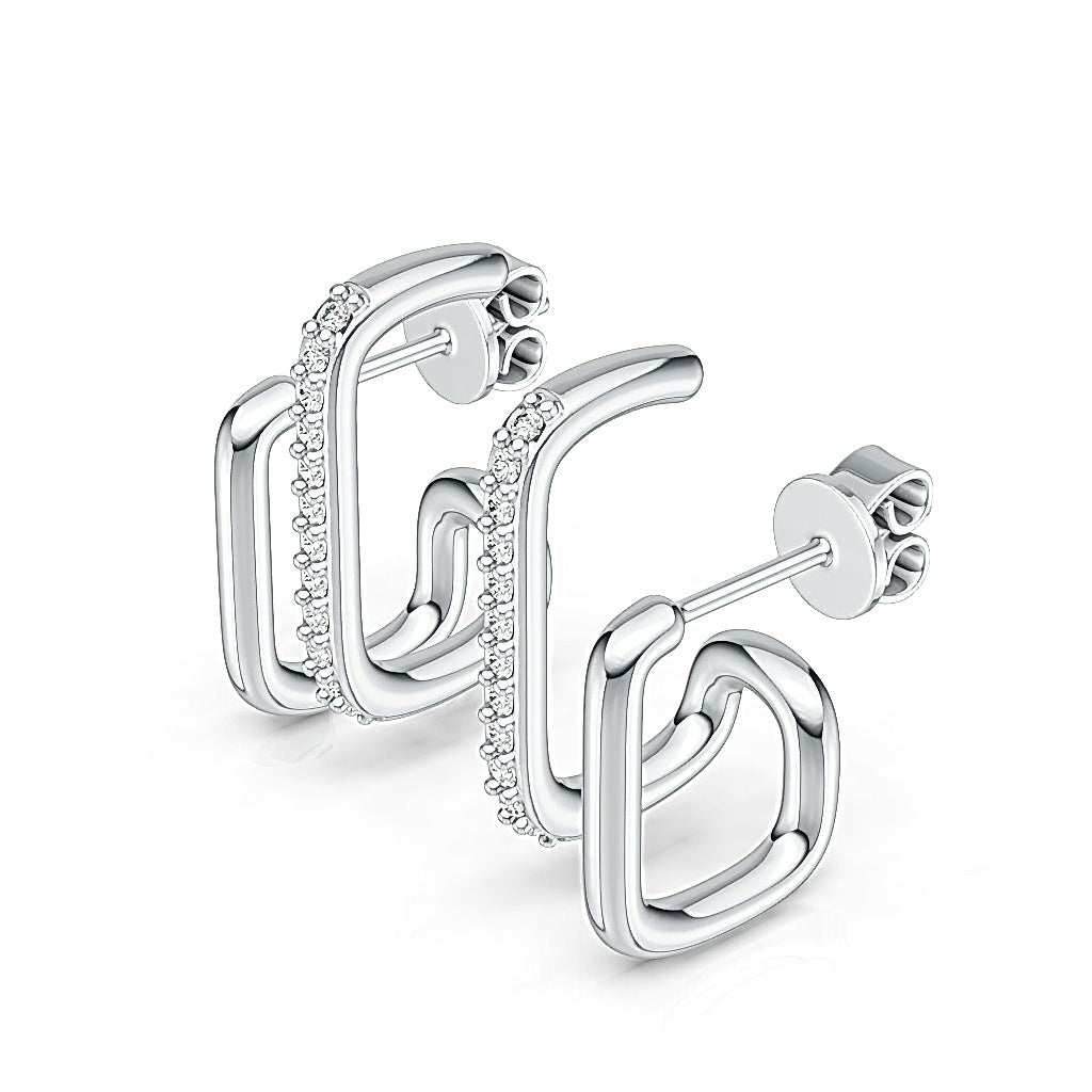 S925 Silver Bold Geometric Moissanite Earrings