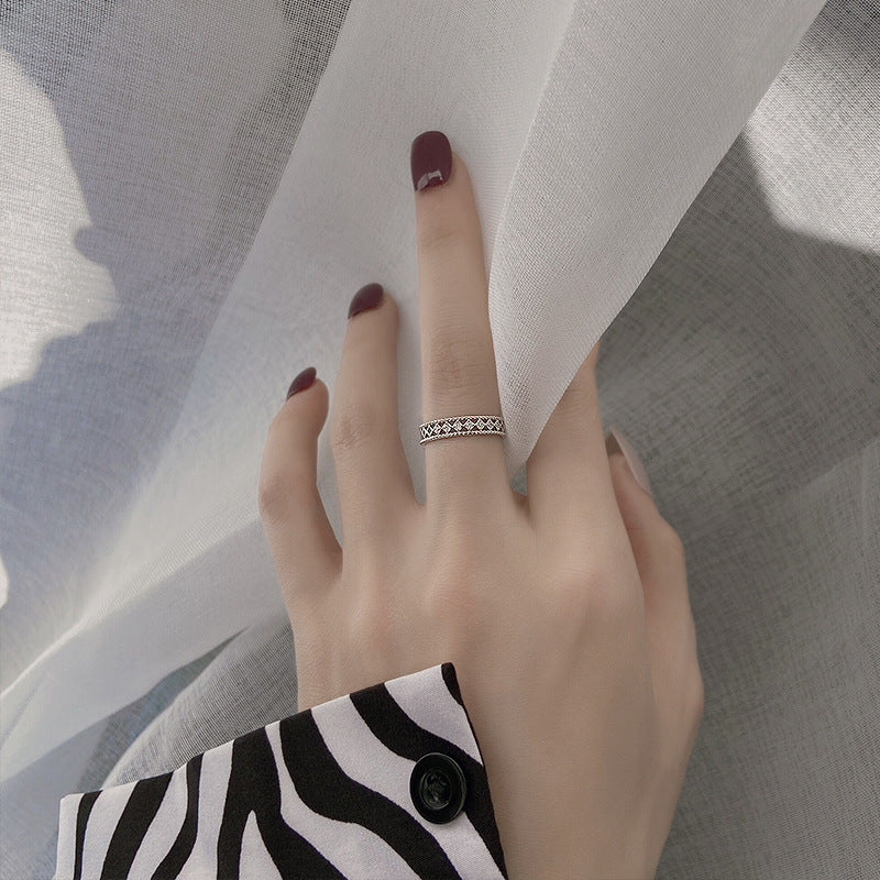 925 sterling silver hollow design ring - silvery