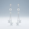 S925 Silver Long Moissanite Stud Earrings