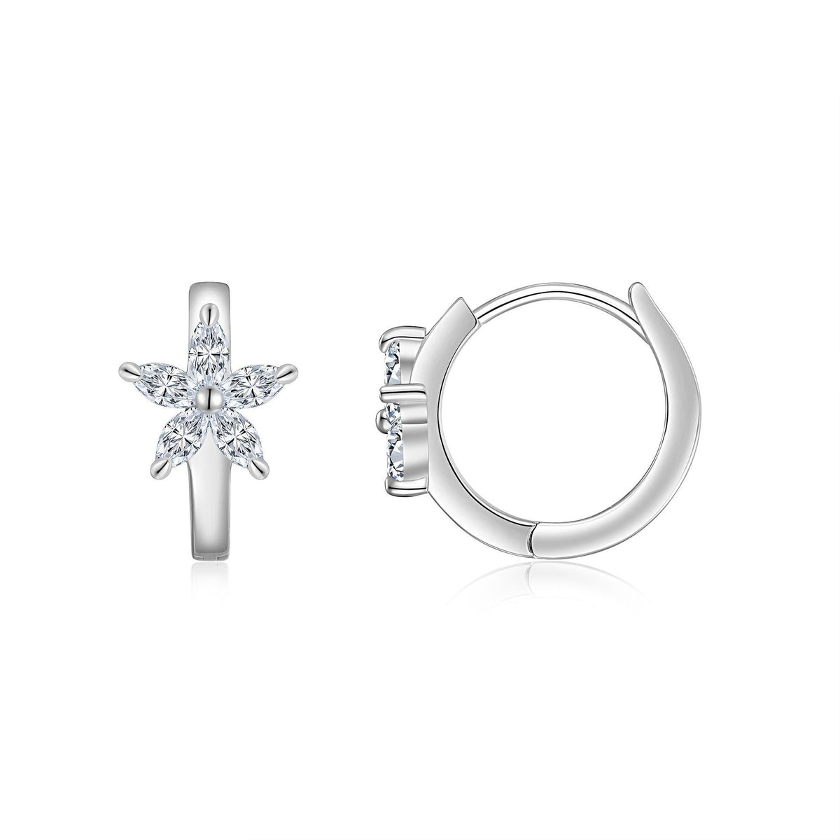 S925 Sterling Silver Round Moissanite Hoop Earrings