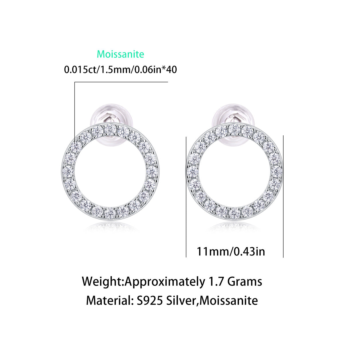S925 Silver Exploration Moissanite Stud Earrings