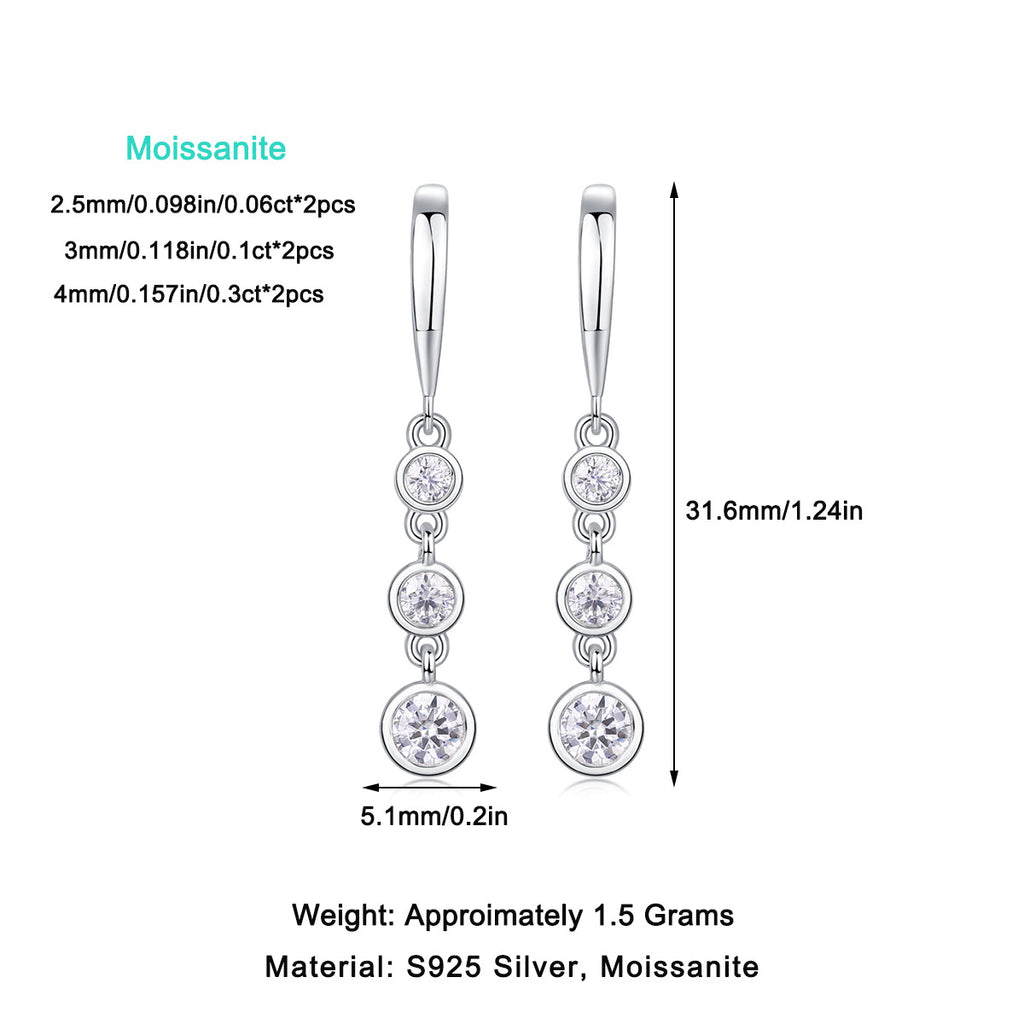 S925 Silver Moissanite Hook Earrings