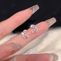 925 sterling silver inlaid sparkling zirconium earrings - silvery
