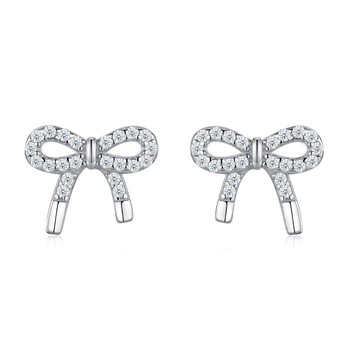 S925 Silver Bow Moissanite Stud Earrings