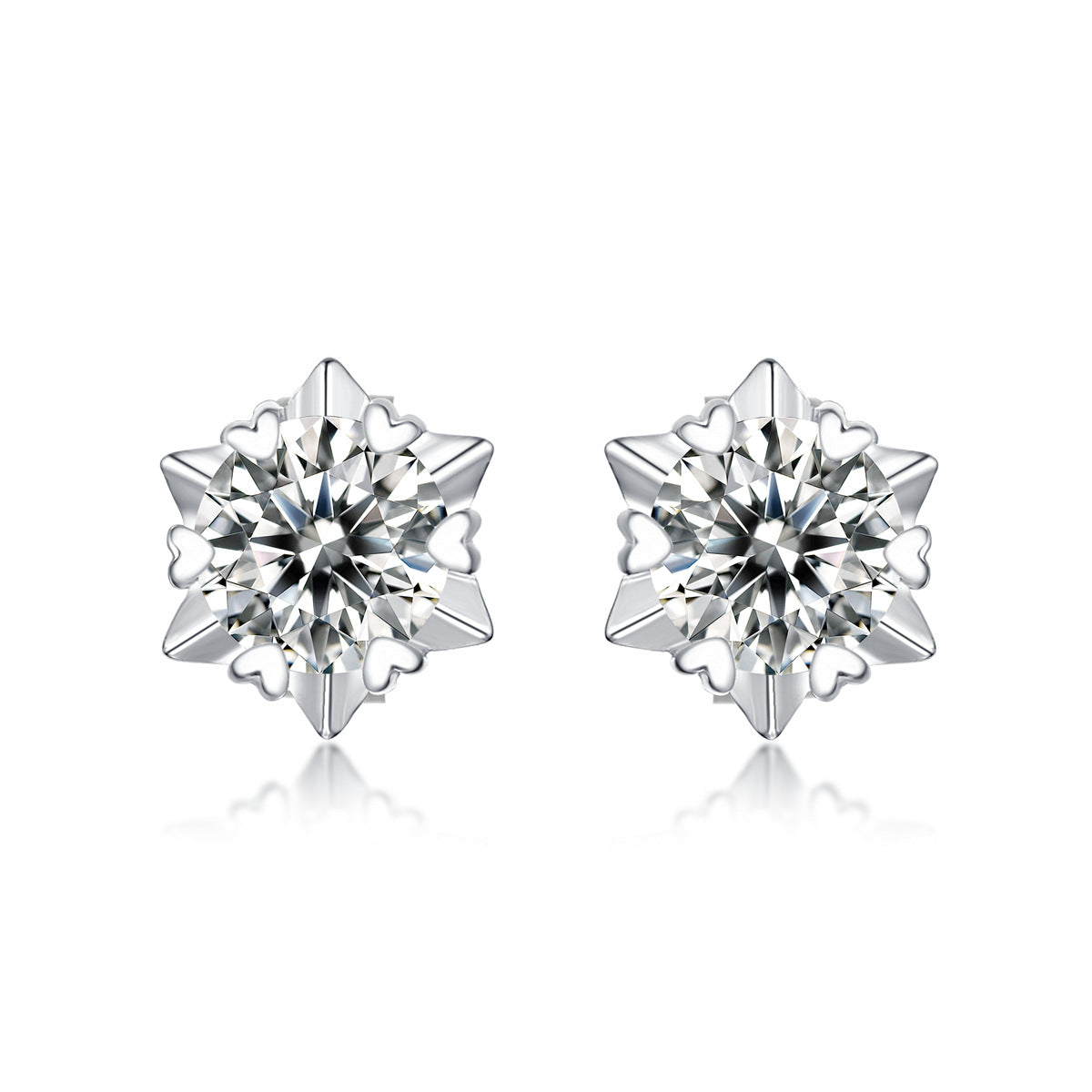 S925 Sterling Silver Snowflake Stud Earrings with Moissanite