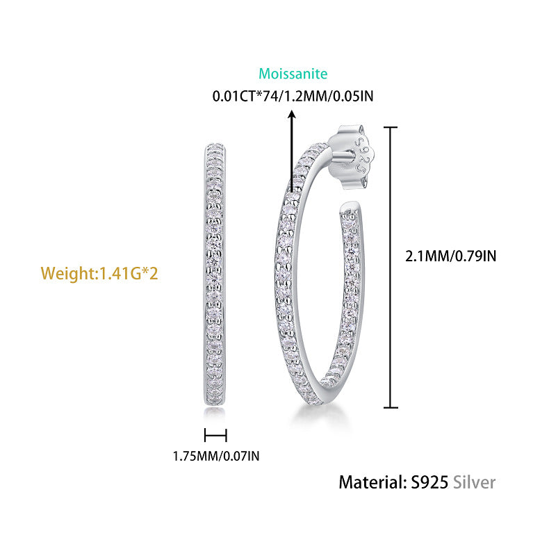 S925 Sterling Silver Moissanite Hoop Earrings
