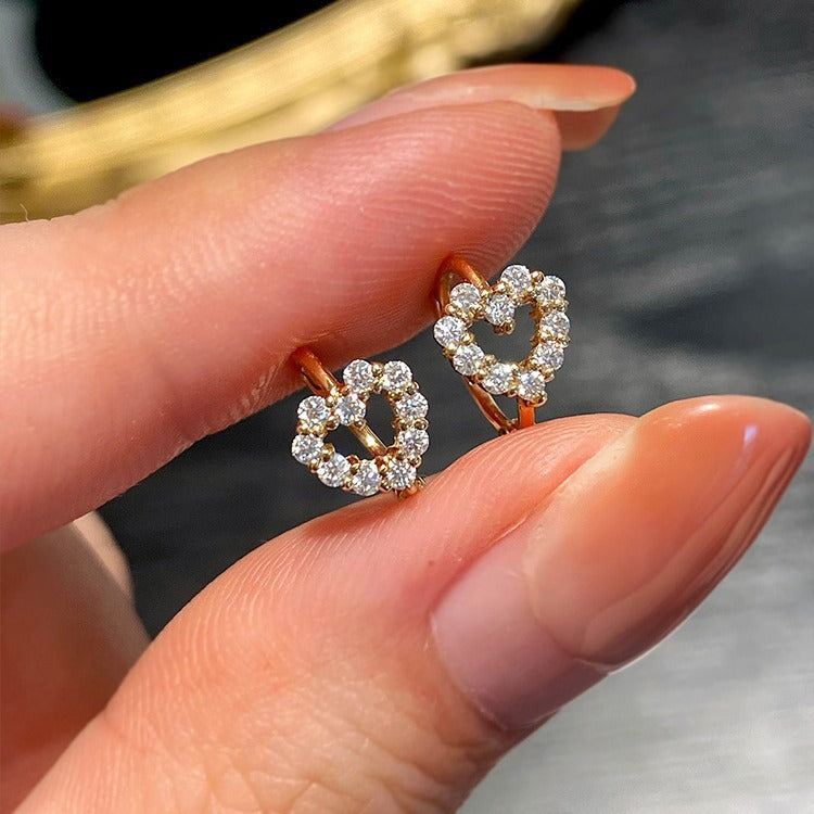 925 sterling silver heart-shaped ear buckle - golden