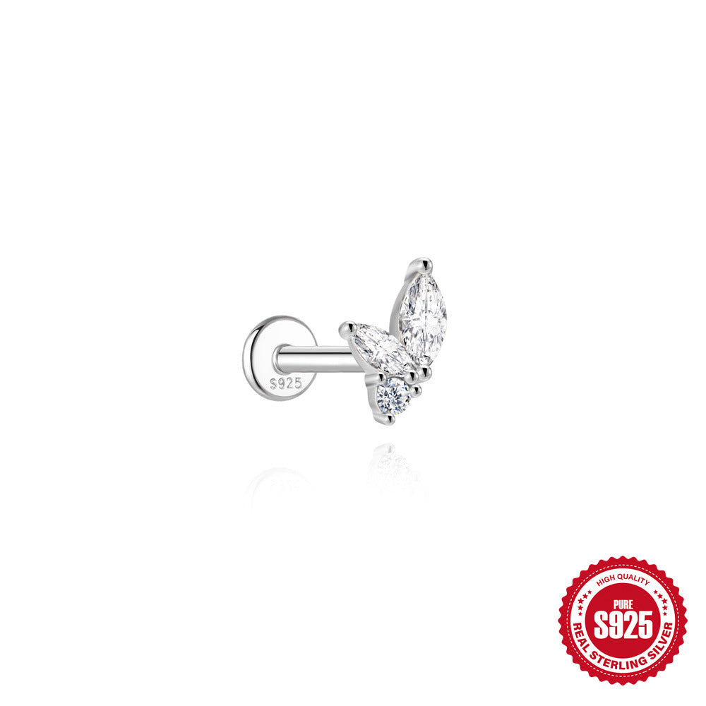 S925 Sterling Silver Square Star & Moon Moissanite Stud Earrings
