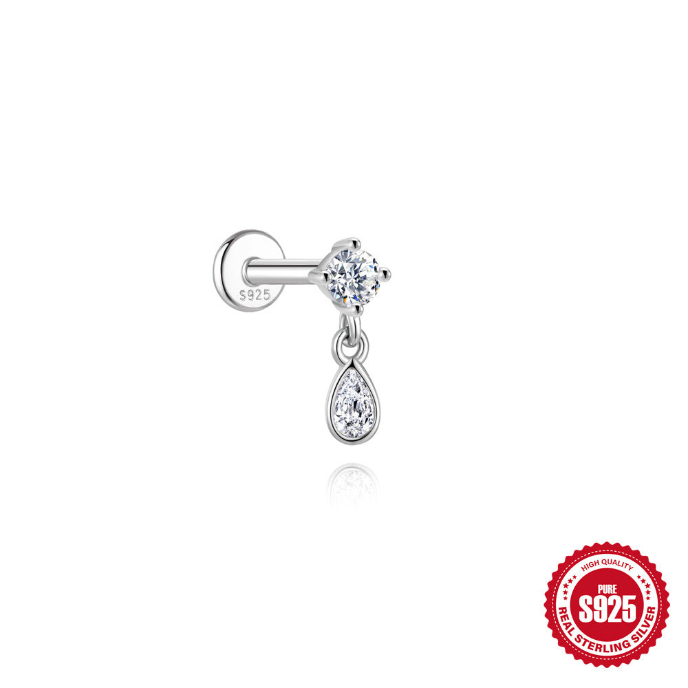 S925 Sterling Silver Square Star & Moon Moissanite Stud Earrings
