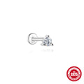 S925 Sterling Silver Bow Moissanite Flat-Back Threaded Cartilage Stud