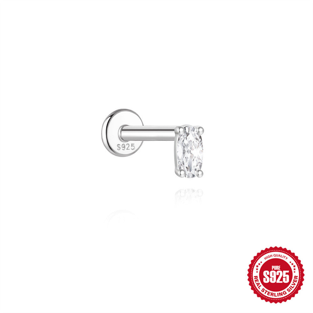 S925 Sterling Silver Moissanite Four-Petal Flower Stud Earring