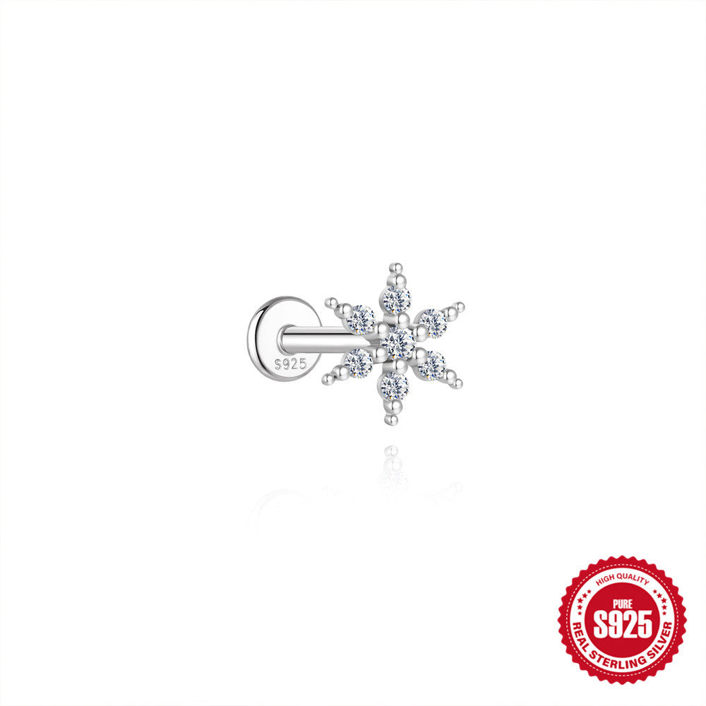 S925 Sterling Silver Hexagram Moissanite Threaded Cartilage Stud Earring