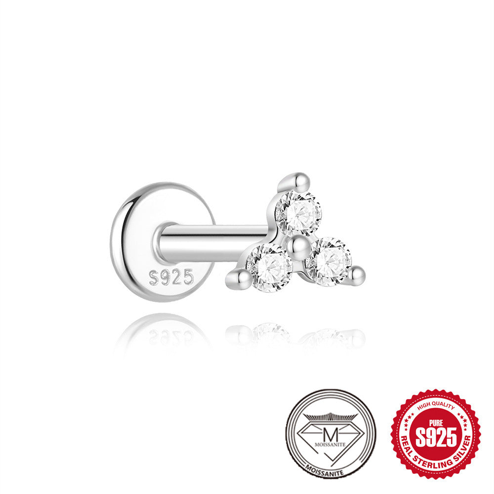 S925 Sterling Silver Petal Stud Earrings with Crushed Moissanite