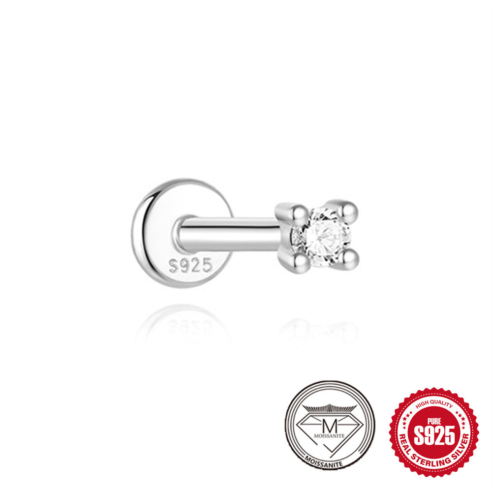 S925 Sterling Silver Petal Stud Earrings with Crushed Moissanite