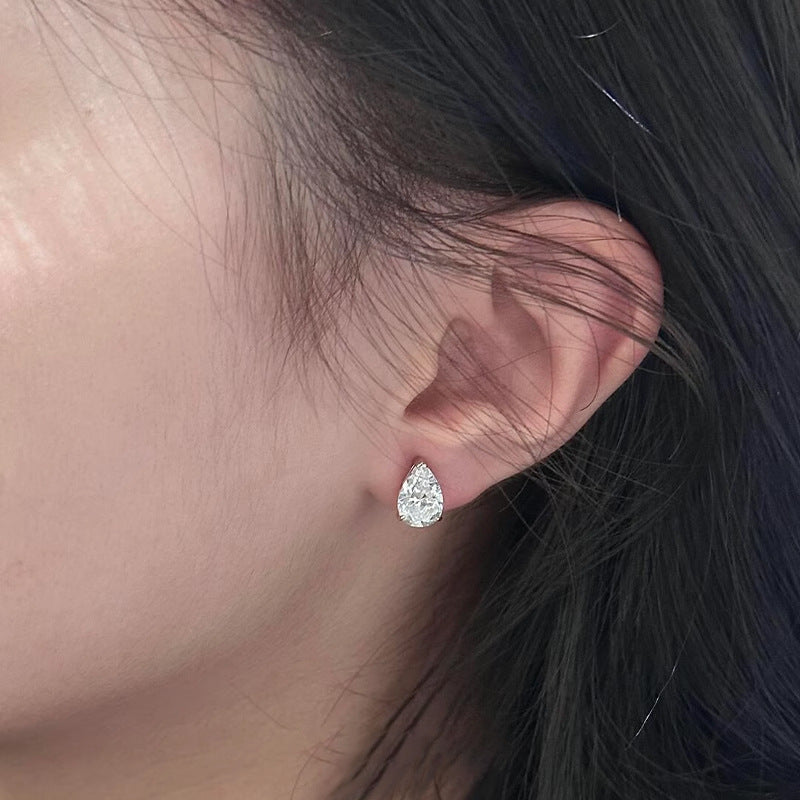 S925 sterling silver water droplet zircon earrings