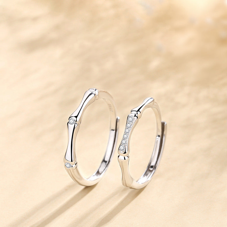 925 sterling silver couple ring - silvery