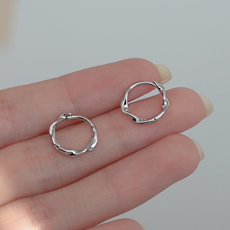 925 sterling silver circle ear buckle - silvery