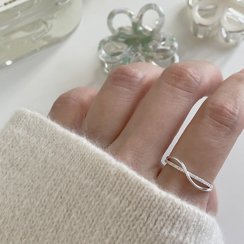 S925 sterling silver zircon inlaid open ring