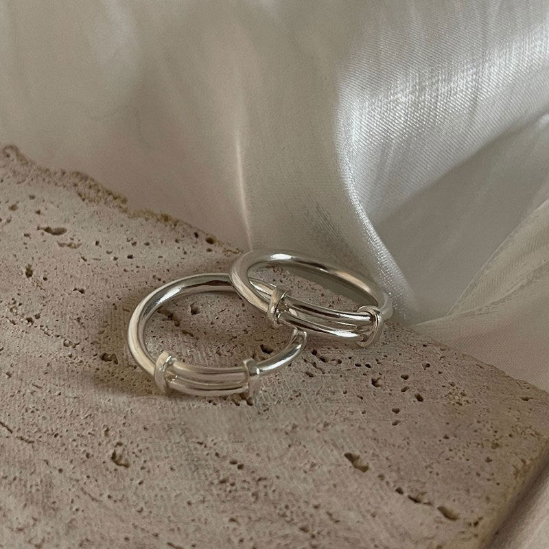 925 sterling silver push-pull adjustable ring - silvery