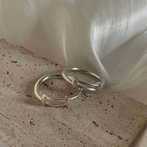 925 sterling silver push-pull adjustable ring - silvery