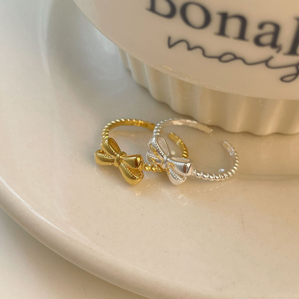925 sterling silver bowknot opening ring