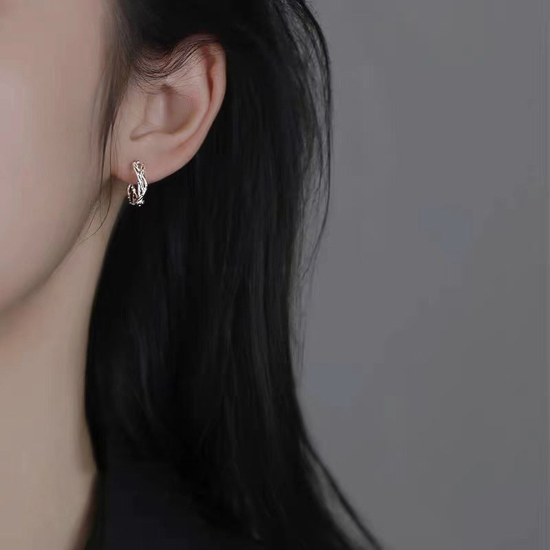 925 sterling silver ear buckle - silvery