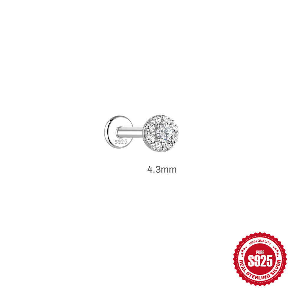 S925 Sterling Silver Round Moissanite Earrings(Single unit)