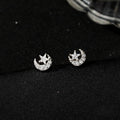 925 sterling silver star and moon earrings - silvery
