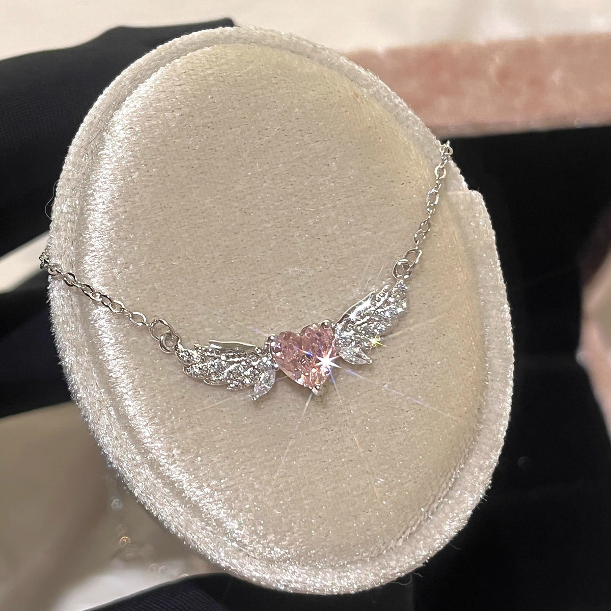 925 sterling silver angel wing pendant necklace - silvery