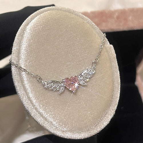 925 sterling silver angel wing pendant necklace - silvery