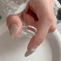 925 sterling silver sparkling small color zirconium ring - silvery