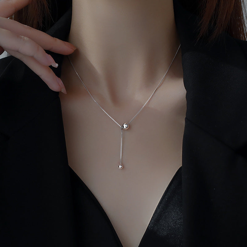 925 sterling silver round bead tassel necklace