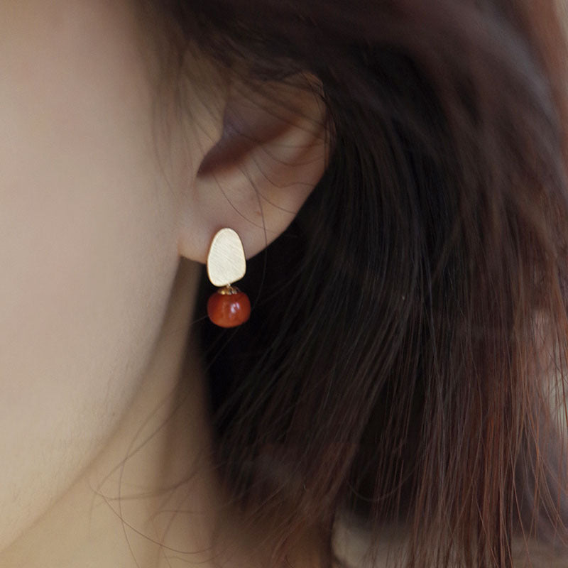 925 sterling silver agate earrings - champagne golden
