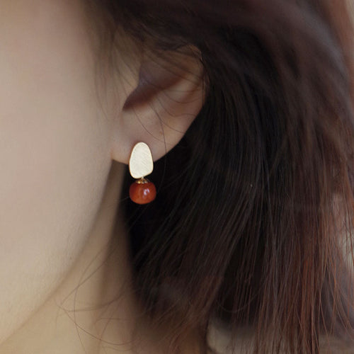 925 sterling silver agate earrings - champagne golden