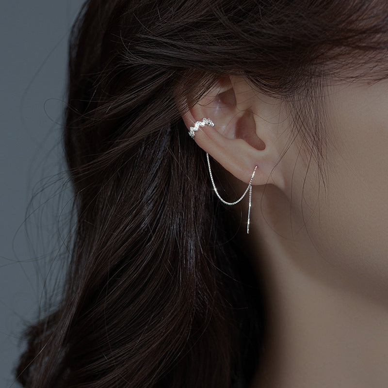 925 sterling silver ear line - silvery