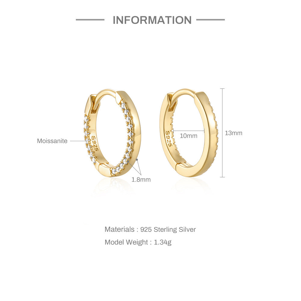 S925 Silver C-Shaped Single-Stone Crisscross Moissanite Hoop Earrings