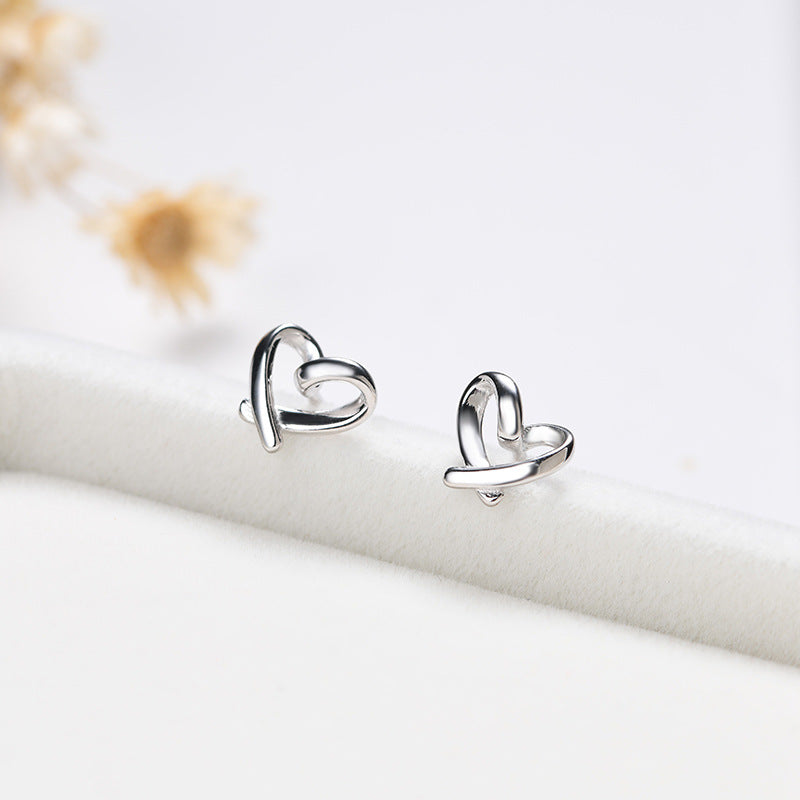 925 sterling silver heart-shaped earrings - silvery