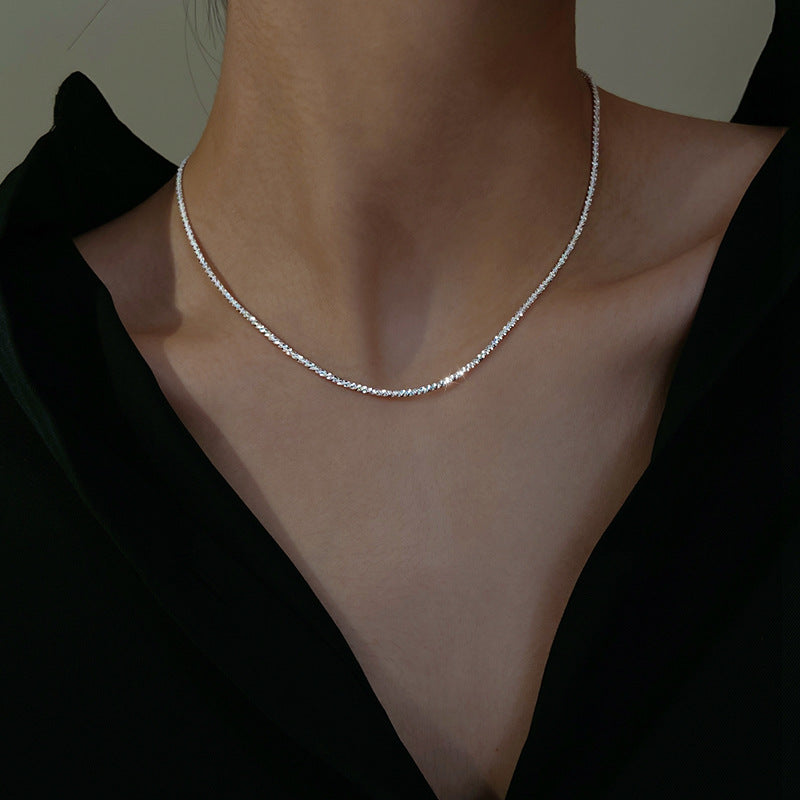 925 sterling silver sparkling necklace - silvery