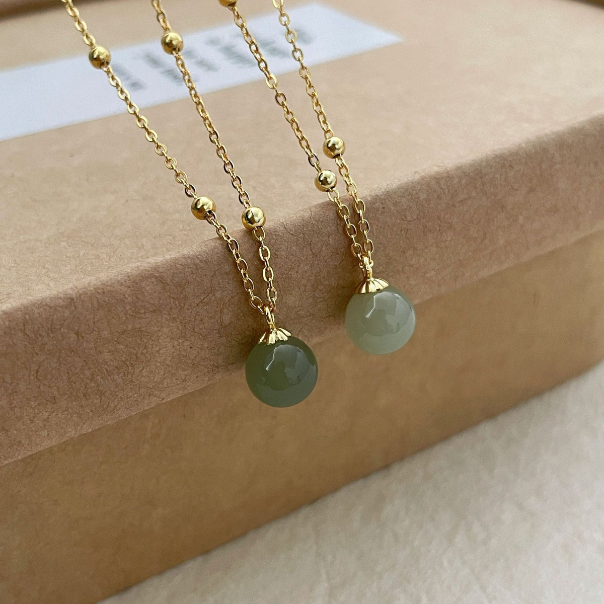 925 Sterling Silver Hotan Jade Pendant Necklace - Golden