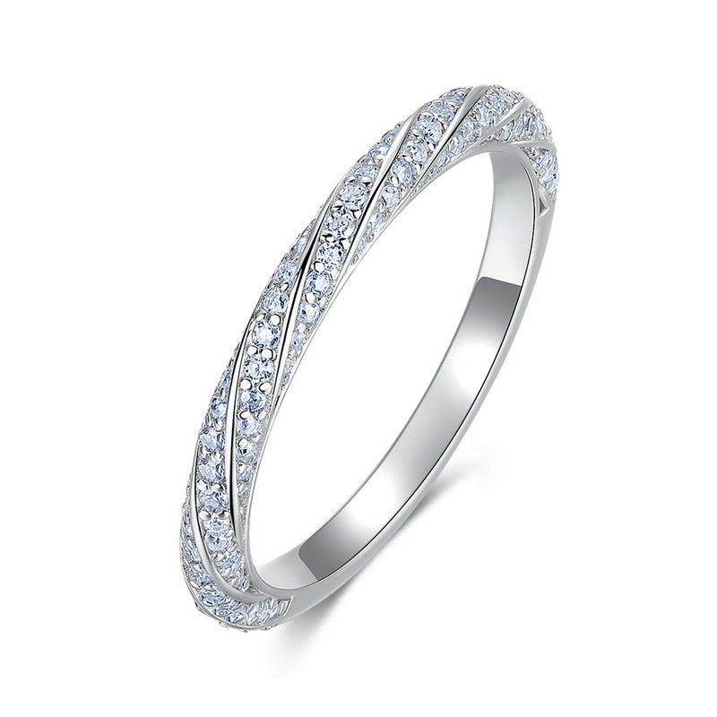 S925 Sterling Silver Thin-Band Moissanite Ring