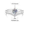 S925 Sterling Silver V-Shaped Princess Crown Moissanite Ring