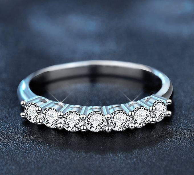925 Sterling Silver Moissanite Pile Diamond Ring