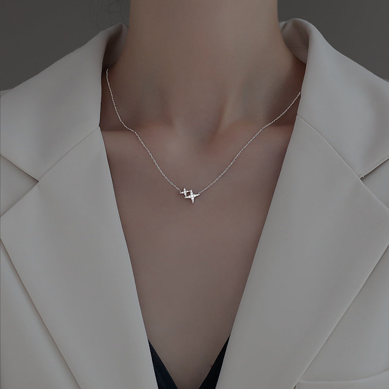 S925 sterling silver star pendant necklace