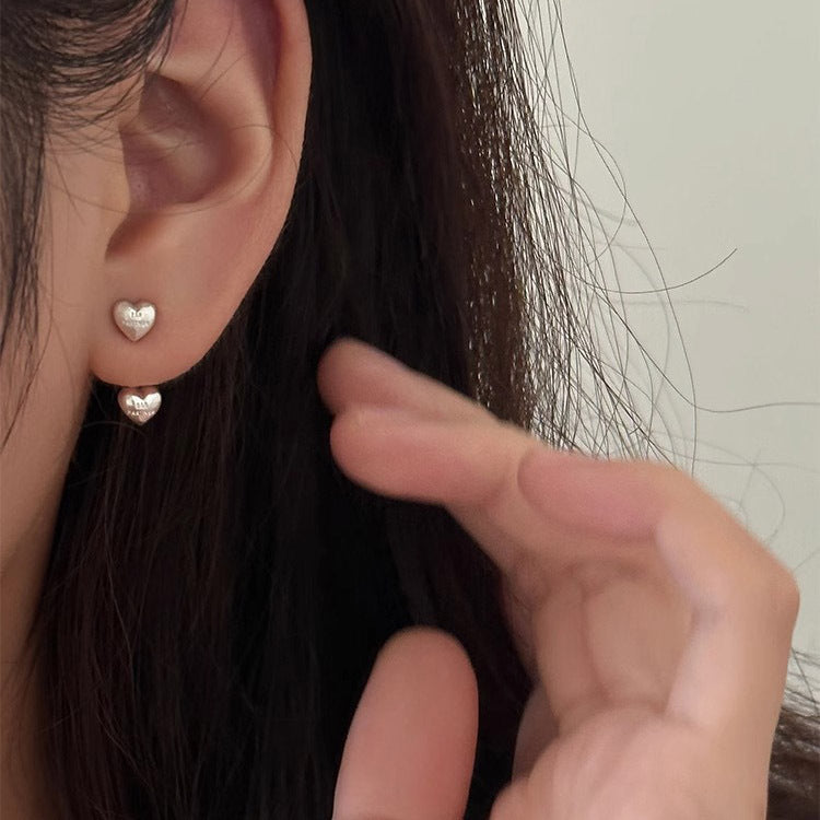 925 sterling silver heart-shaped earrings - silvery