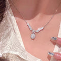 925 sterling silver sparkling zirconium pendant necklace - silvery