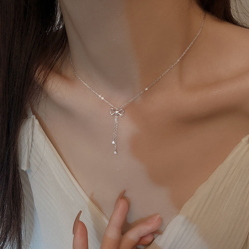 925 sterling silver bowknot necklace