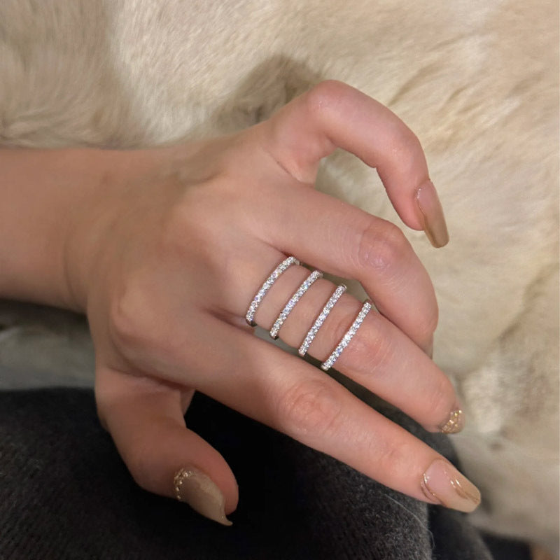 S925 silver inlaid zirconium closed ring
